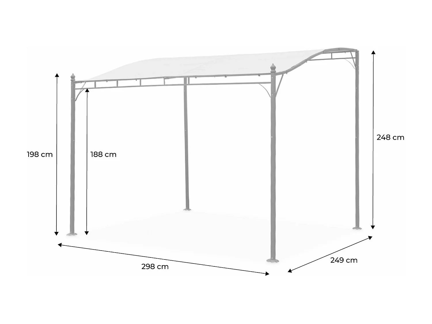 Pergola adossée 3x2.5m - Brestum -  Toile beige - Pergola murale