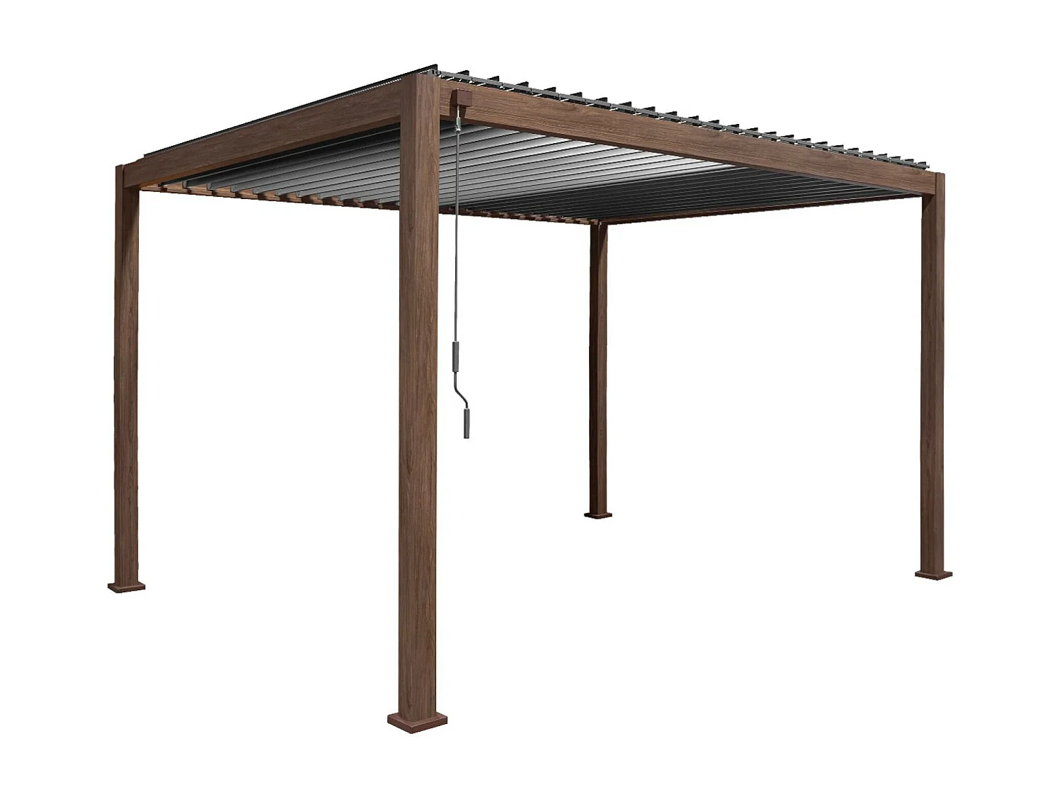 Pergola bioclimatica 3x4m in alluminio a lamelle orientabili, marrone