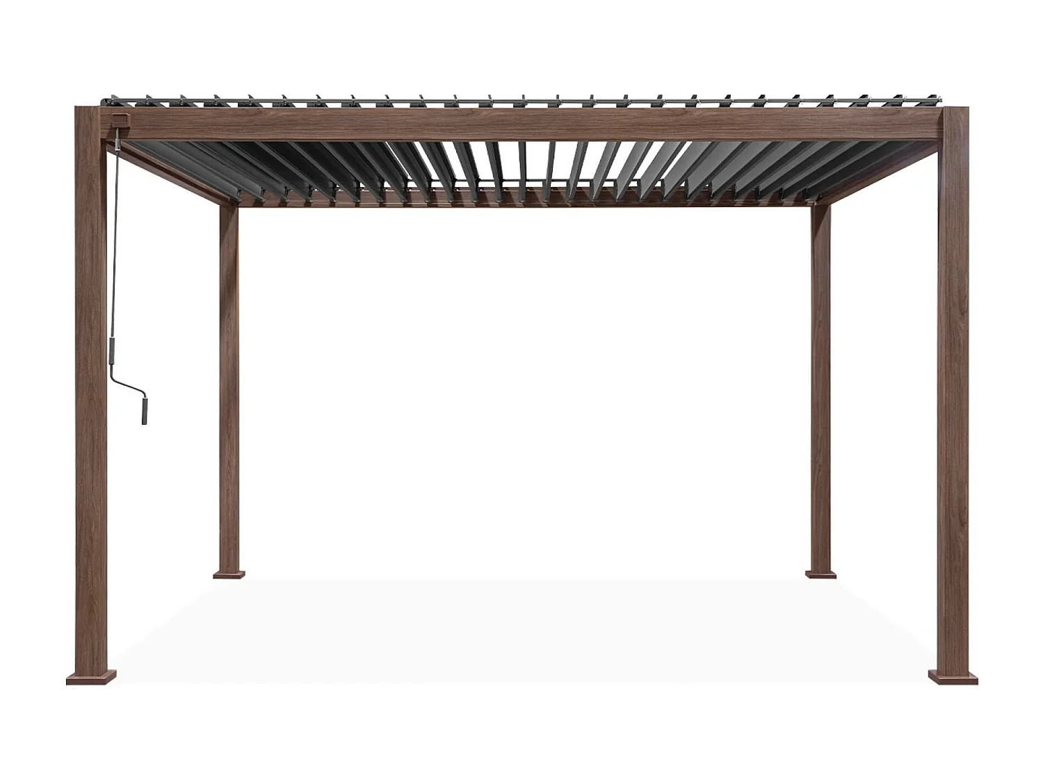 Pergola bioclimatica 3x4m in alluminio a lamelle orientabili, marrone