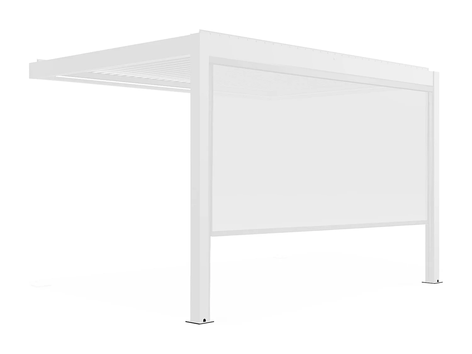 Pergola bioclimatique adossée et motorisée éclairée 3x4m et 1 store