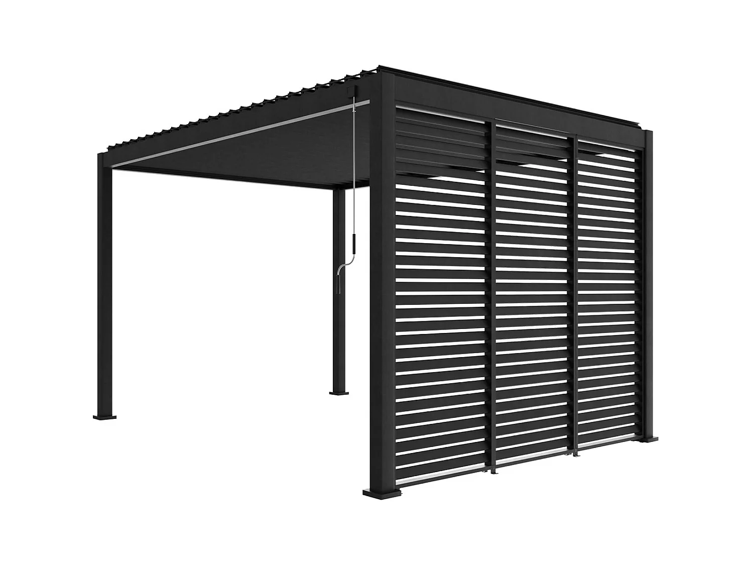 Pérgola bioclimática de aluminio 3x4m + 3 persianas de 100cm antracita