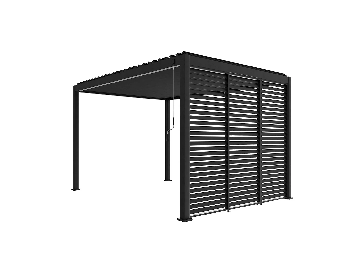 Pergola bioclimatica 3x4 in alluminio + 3 tende da 1m, antracite