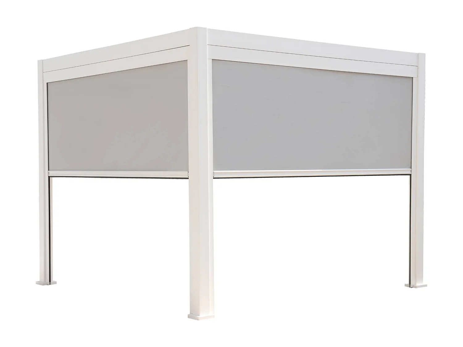Pergola bioclimatica 3x3m in alluminio v2 + 2 tende da 3m, bianco