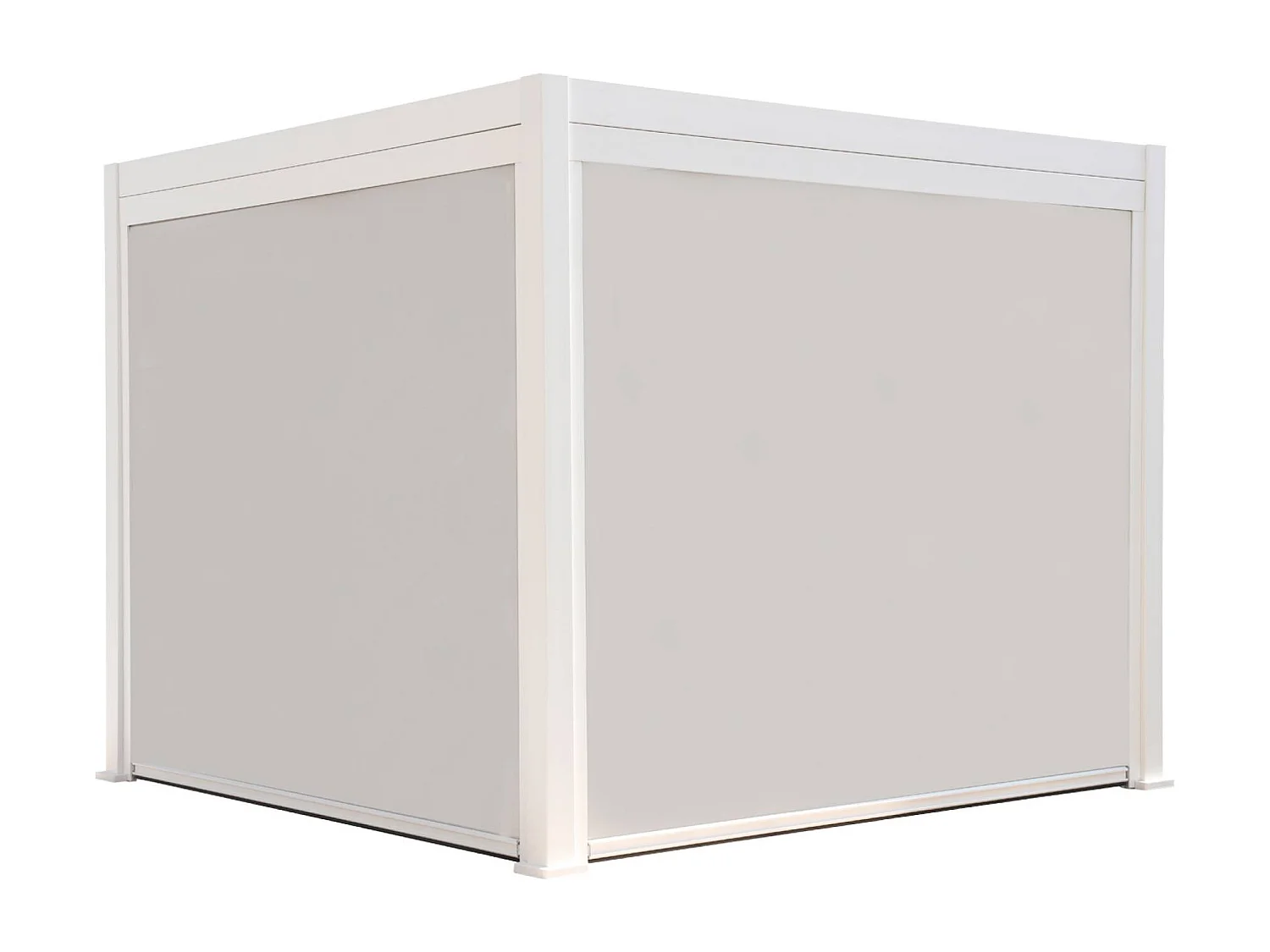 Pergola bioclimatica 3x3m in alluminio v2 + 2 tende da 3m, bianco