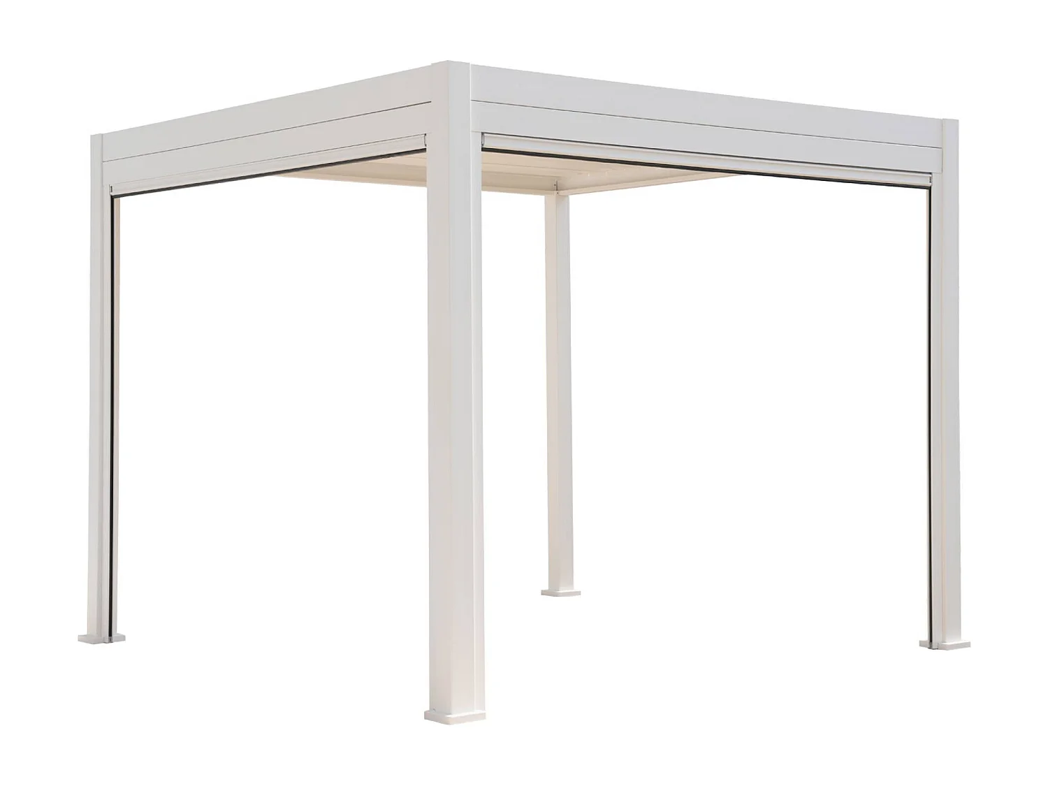 Pergola bioclimatica 3x3m in alluminio v2 + 2 tende da 3m, bianco
