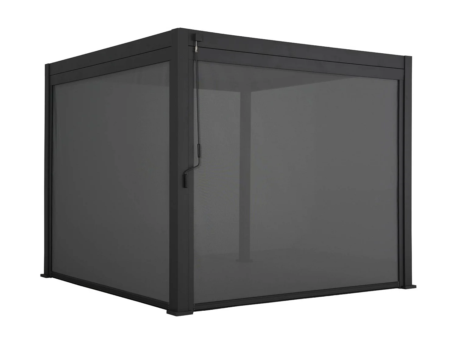 Pergola bioclimatique aluminium Triomphe 3x3 m lames orientables avec 2 stores en aluminium et textilène anthracite