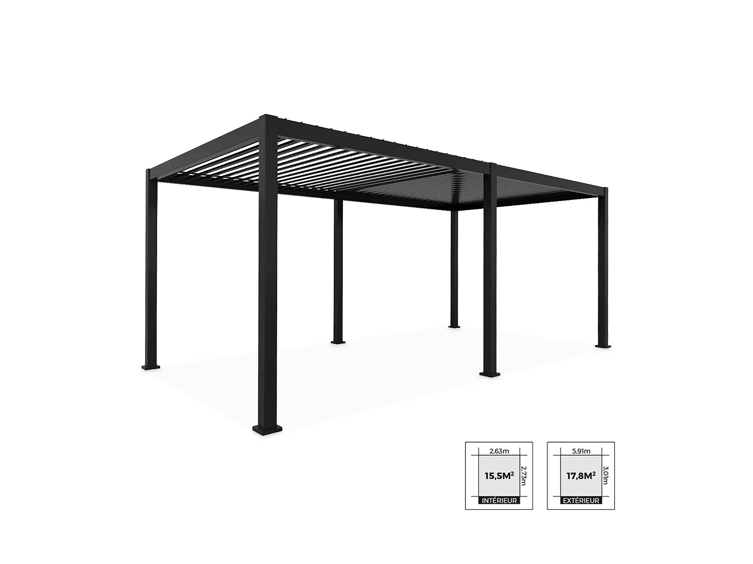 Pergola bioclimatique – Triomphe – 3x6m. aluminium. à lames orientables