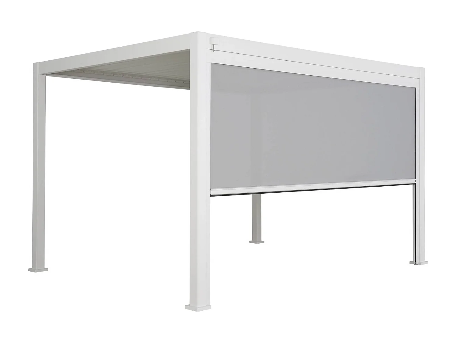 Pérgola bioclimática 3x4m con toldo vertical de 4m blanco