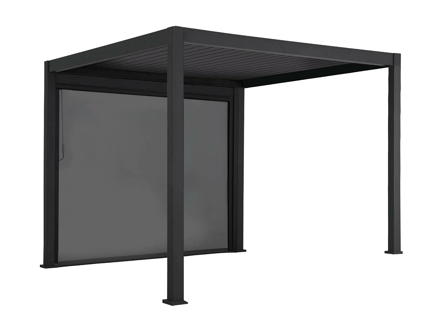 Pergola avec store bioclimatique aluminium et textilène Triomphe anthracite 3x3 m lames orientables