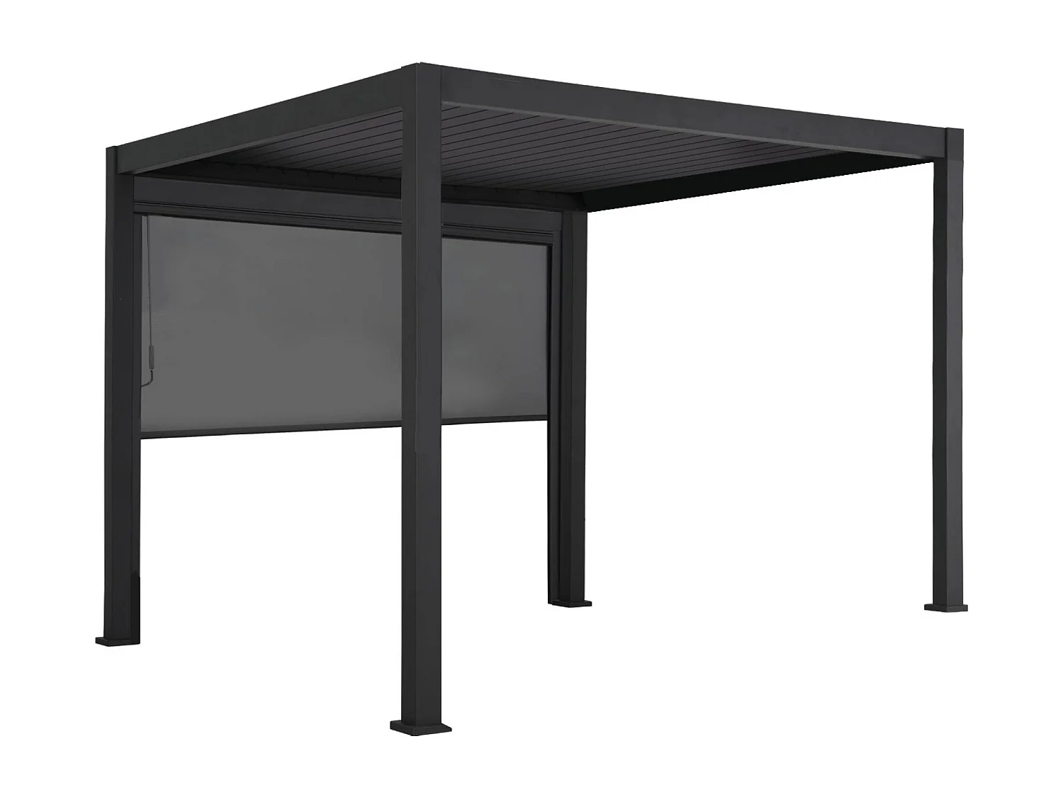 Pergola avec store bioclimatique aluminium et textilène Triomphe anthracite 3x3 m lames orientables