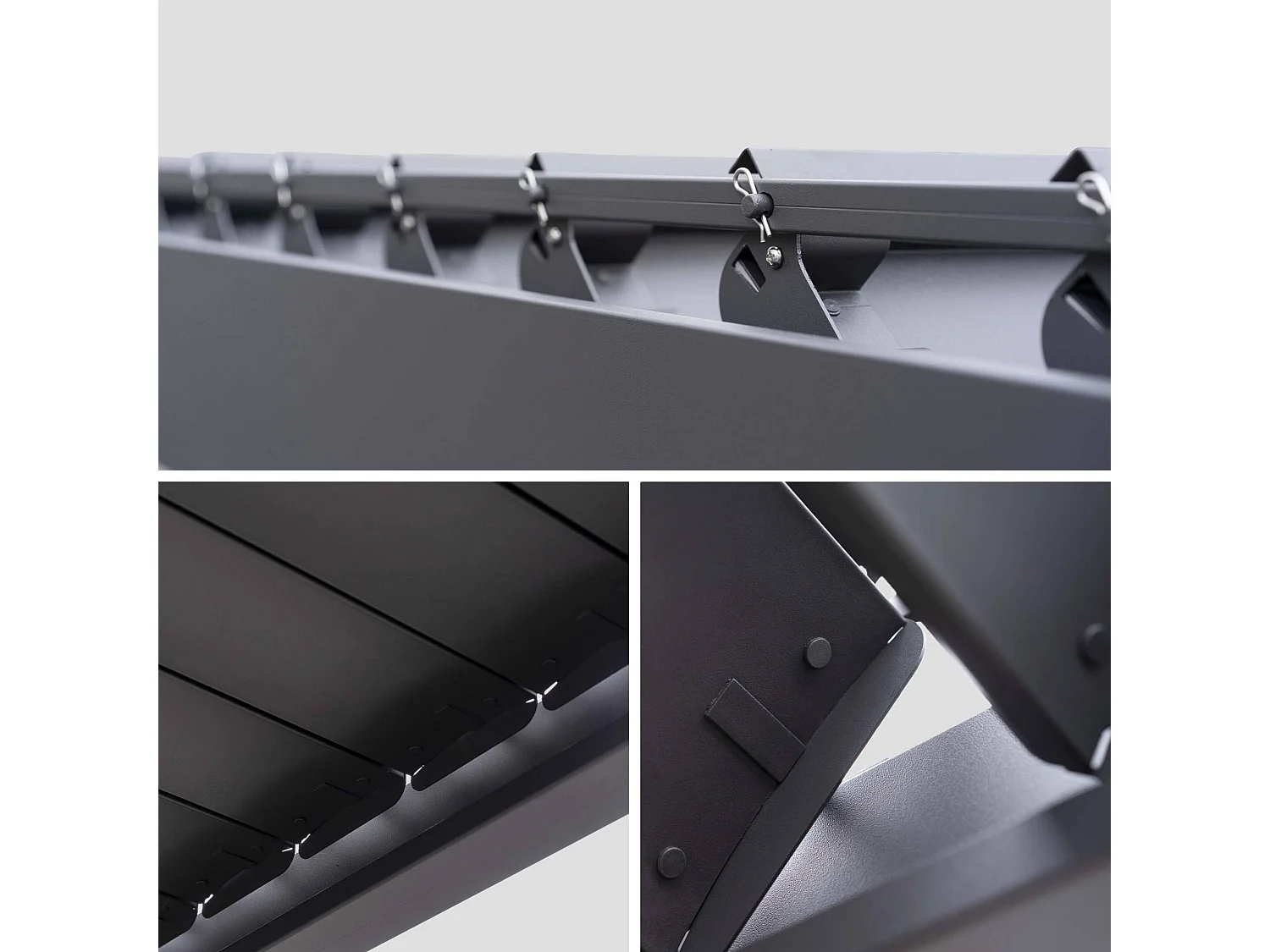 Pergola avec store bioclimatique aluminium et textilène Triomphe anthracite 3x3 m lames orientables