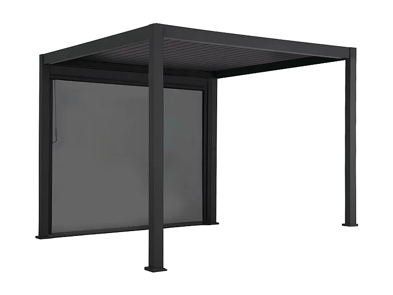 Pergola avec store bioclimatique aluminium et textilène Triomphe anthracite 3x3 m lames orientables