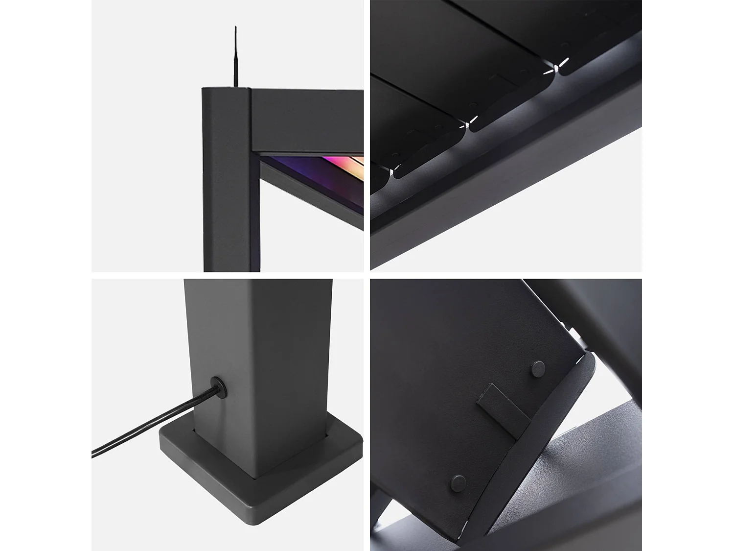 Pergola Bioclimatique électrique 3x4m. aluminium. à lames orientables avec éclairage LED