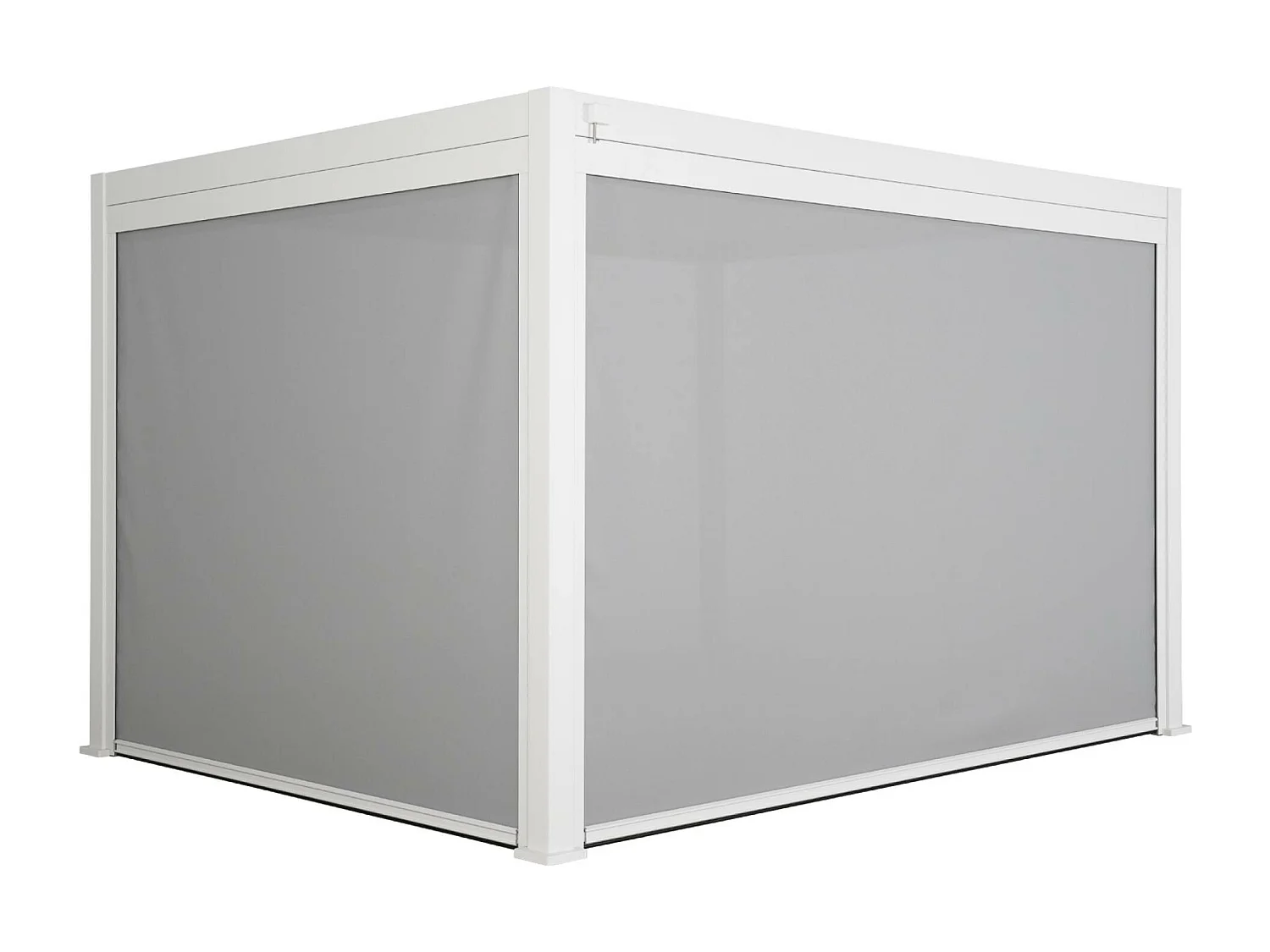 Pergola Bioclimatique blanche 300 x 400cm. aluminium à lames orientables + store 300cm + store 400cm