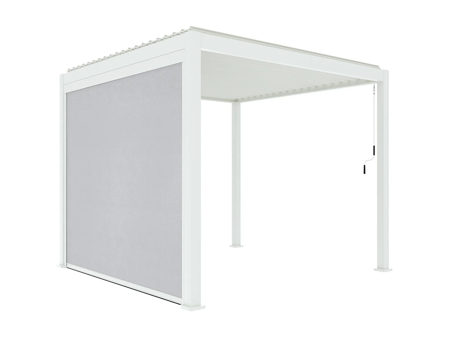 Pergola bioclimatica 3x3m in alluminio v2 + tenda 3m, bianco