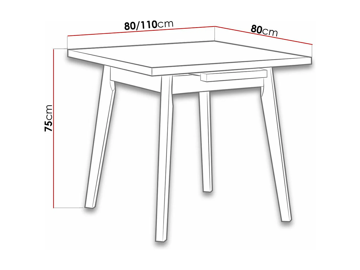 Table Victorville 303, Noir|Chêne petit-fils, 75x80x80cm, Allongement, Stratifié, Bois