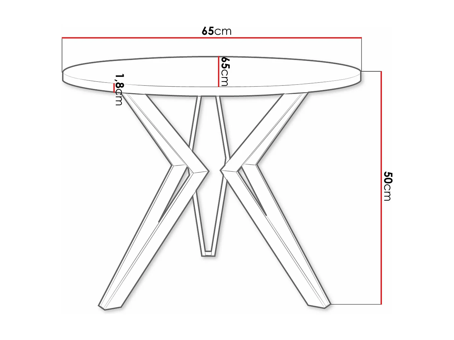 Table basse Dearborn 105, Noir|Chêne Artisan, 50cm, Diamètre: 65, Stratifié, Rond