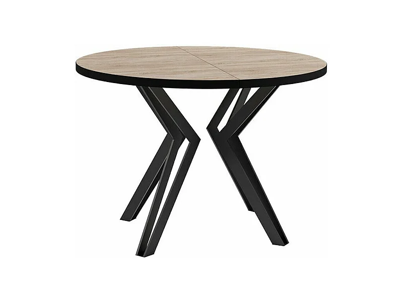 Table Oswego 111, Sonoma chêne|Noir, 76cm, Allongement, Stratifié, Métal