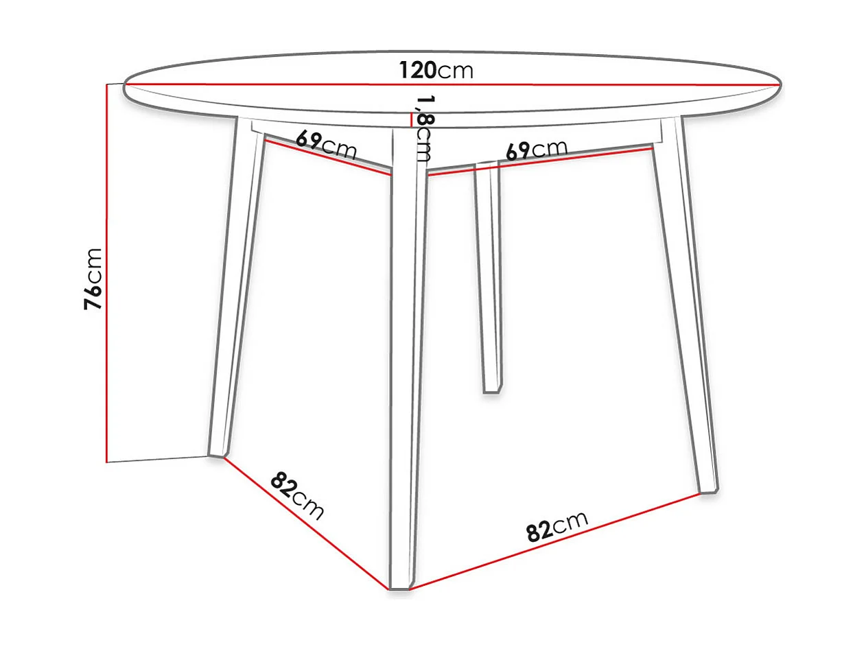 Table Racine 133, Marron, 76cm, MDF, Bois