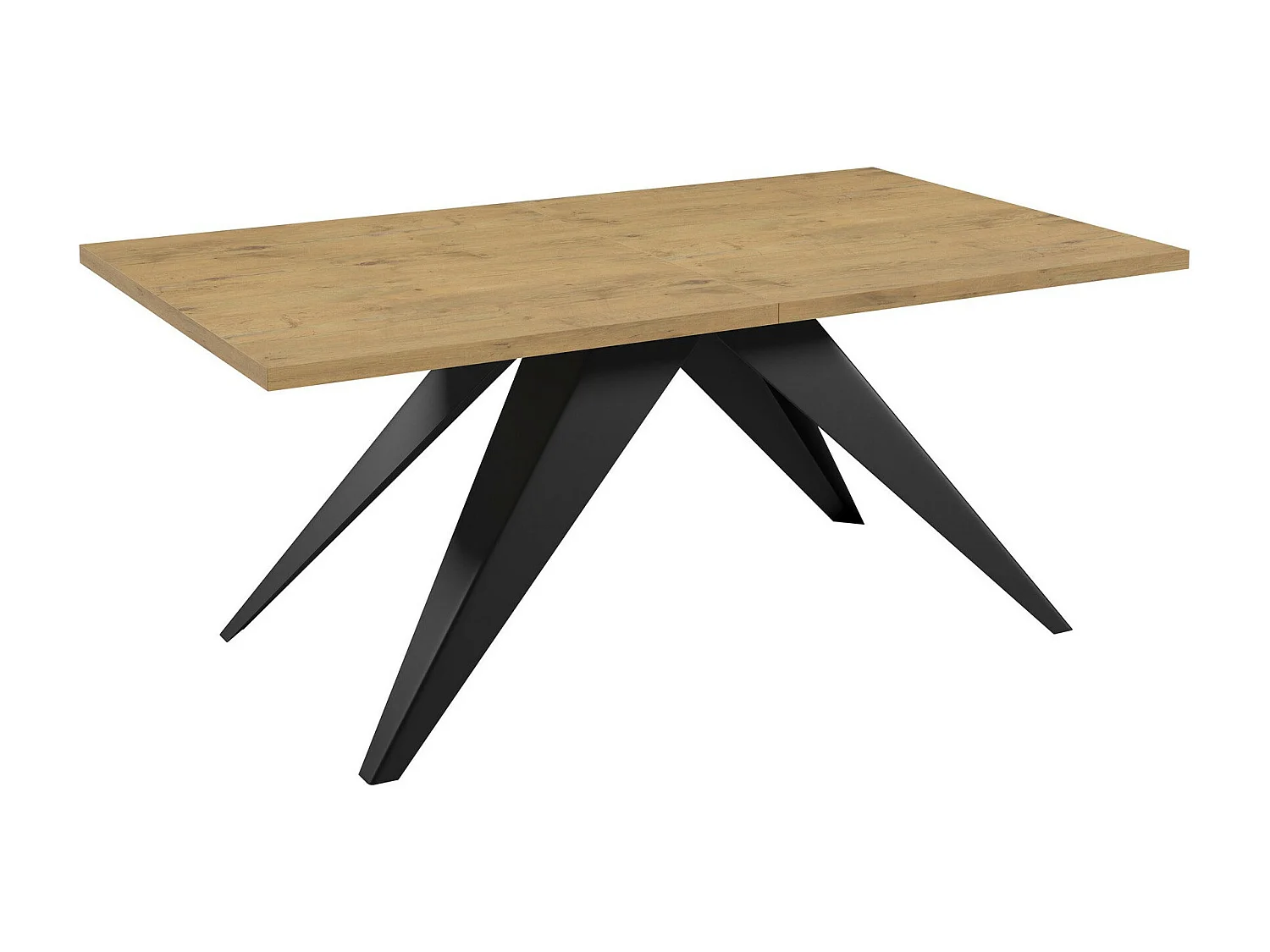 Tavolo Oswego 113, Quercia lancelot|Nero, 76x80x140cm, Con, Truciolare laminato, Metallo