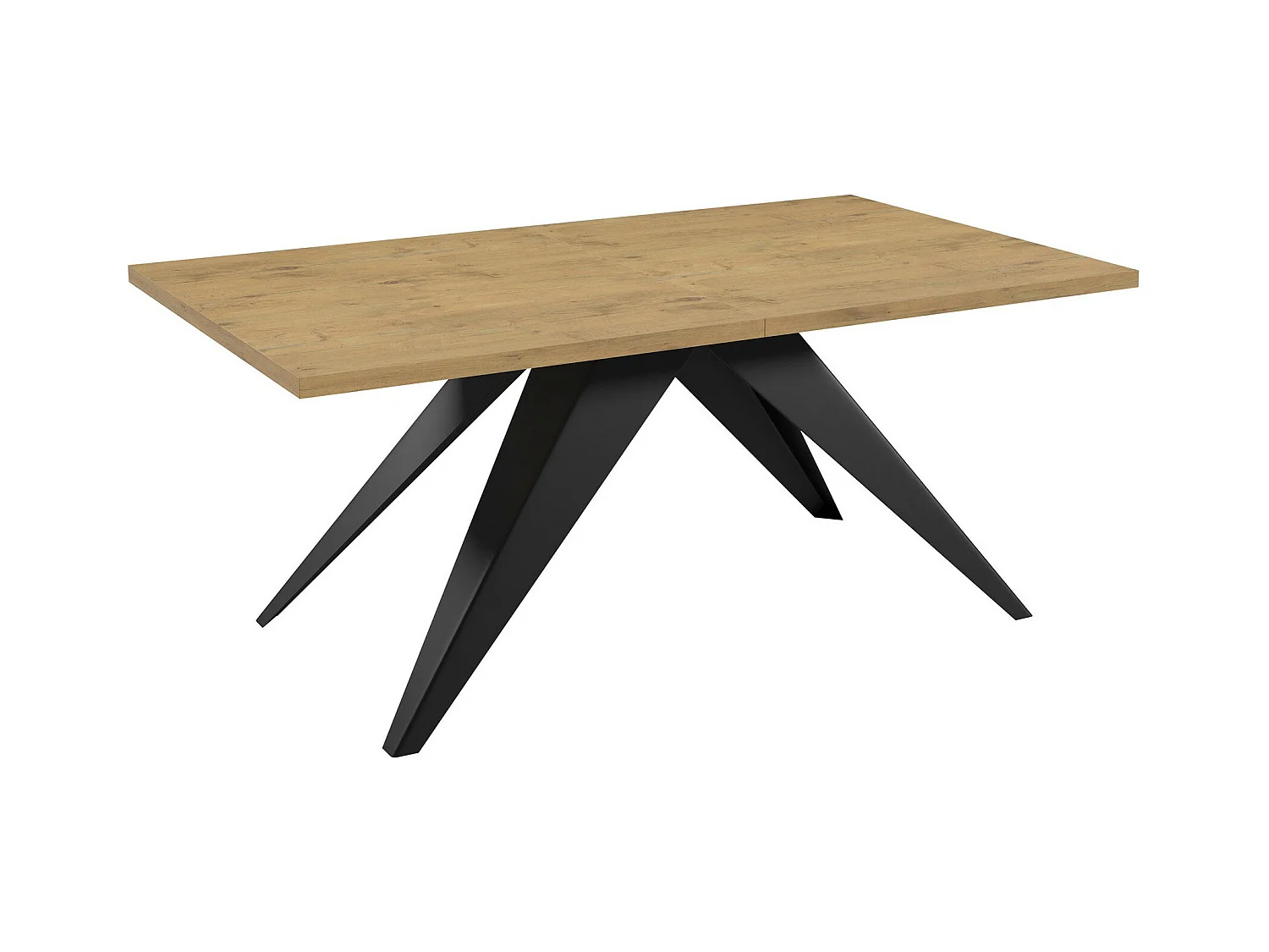 Mesa Oswego 113, Negro|Roble lancelote, 76x80x140cm, Alargamiento, Aglomerado laminado