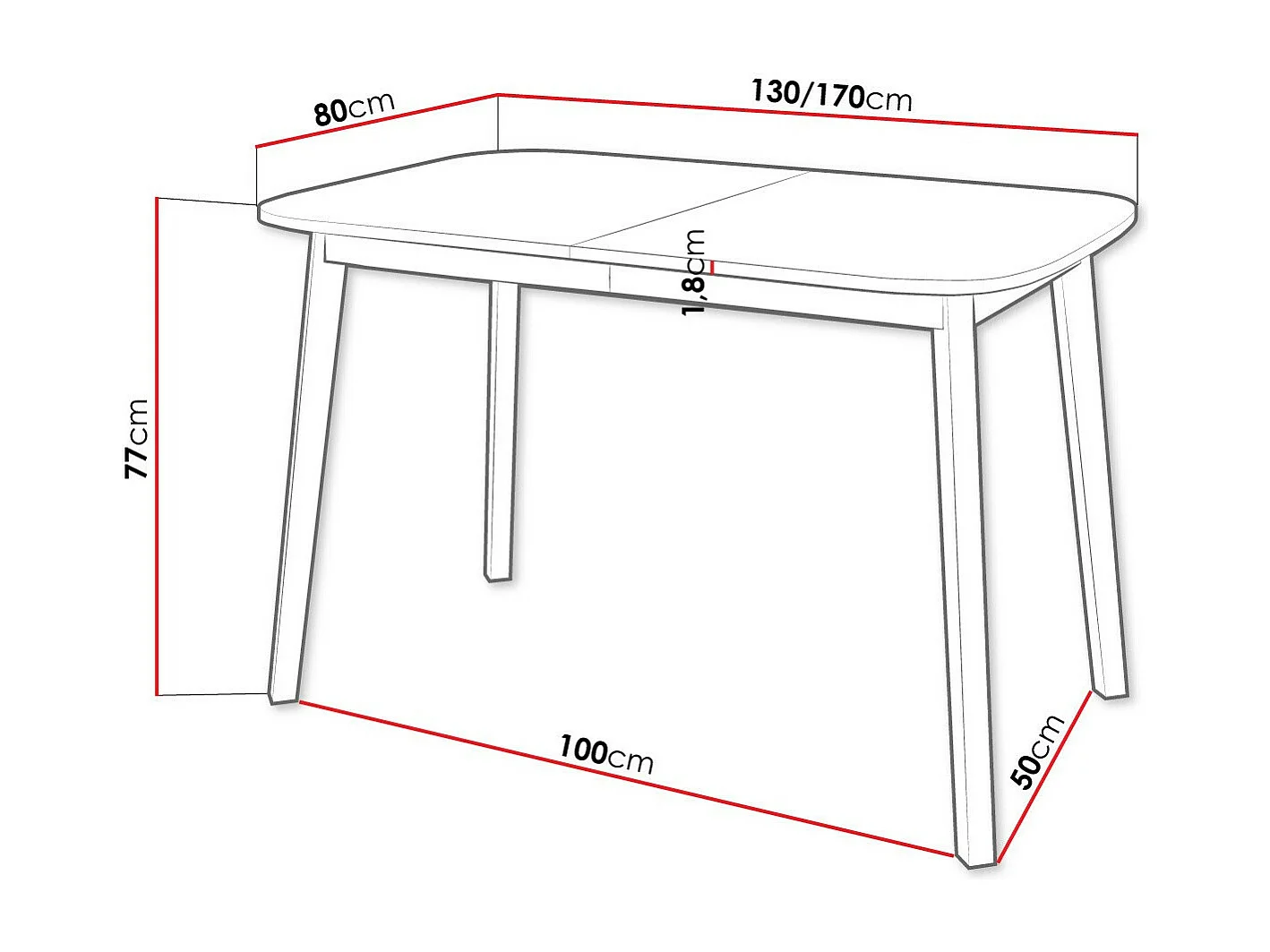 Mesa Edmond 110, Extensível, Placa de aglomerado laminado, 8x8x13cm