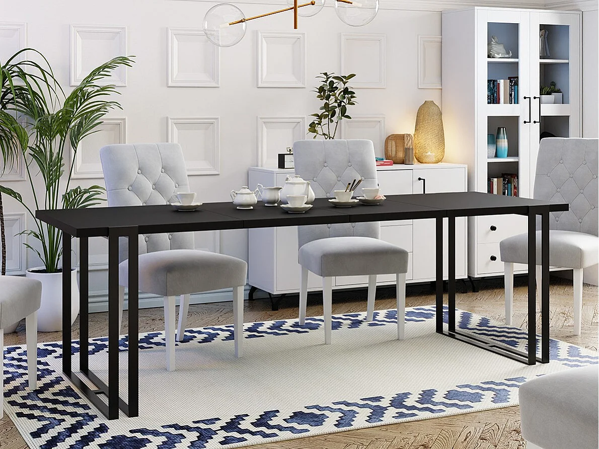 Mesa Comfivo 179, Negro, 76x80x140cm, Alargamiento, Aglomerado laminado, Metal