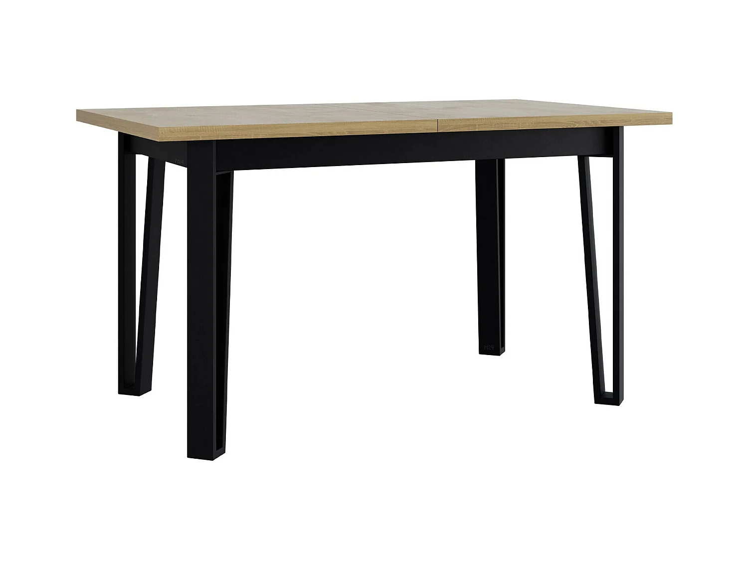 Table Victorville 354, Noir|Sonoma chêne, 79x80x140cm, Allongement, Stratifié, Métal