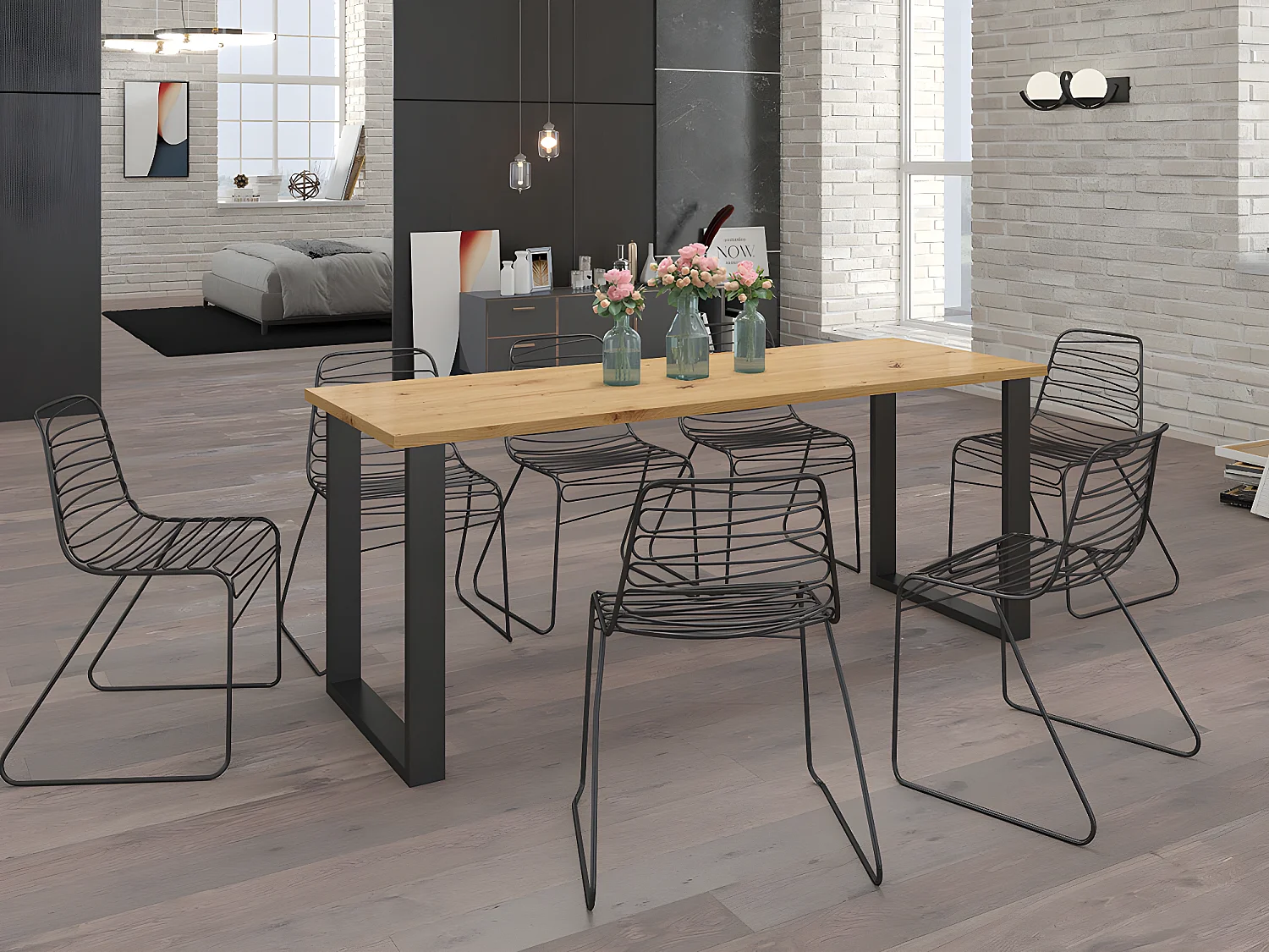 Mesa Tucson 138, Placa de aglomerado laminado, Metal, 8x7x19cm