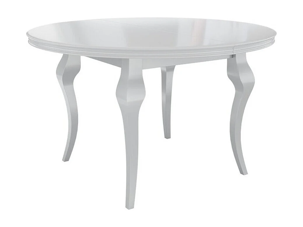 Mesa Racine 132, Blanco brillante, 76cm, Alargamiento, MDF, Madera