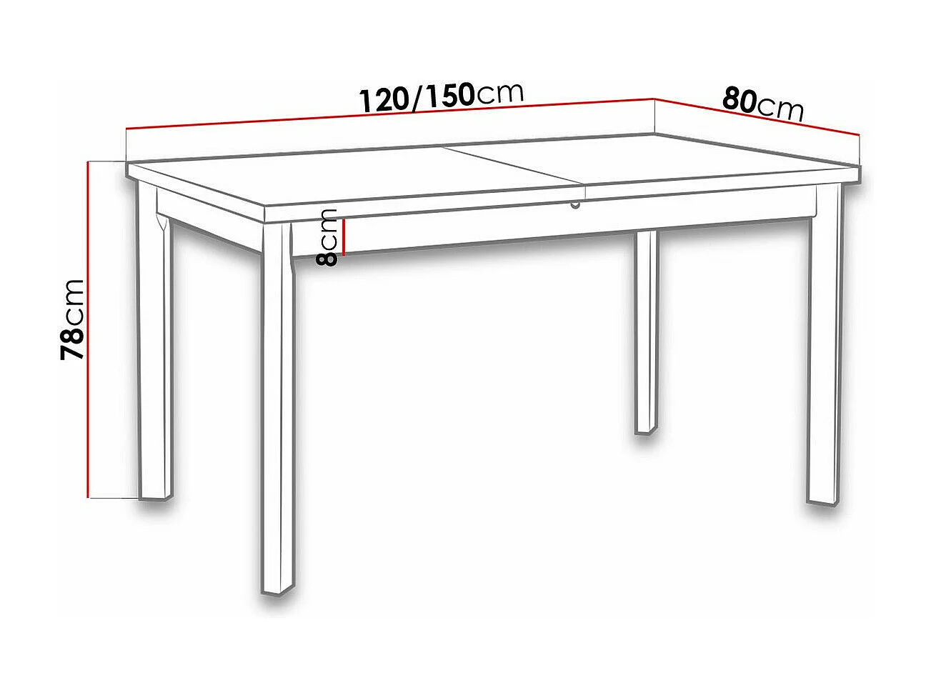 Table Victorville 131, Noix, 78x80x120cm, Allongement, Stratifié, Bois