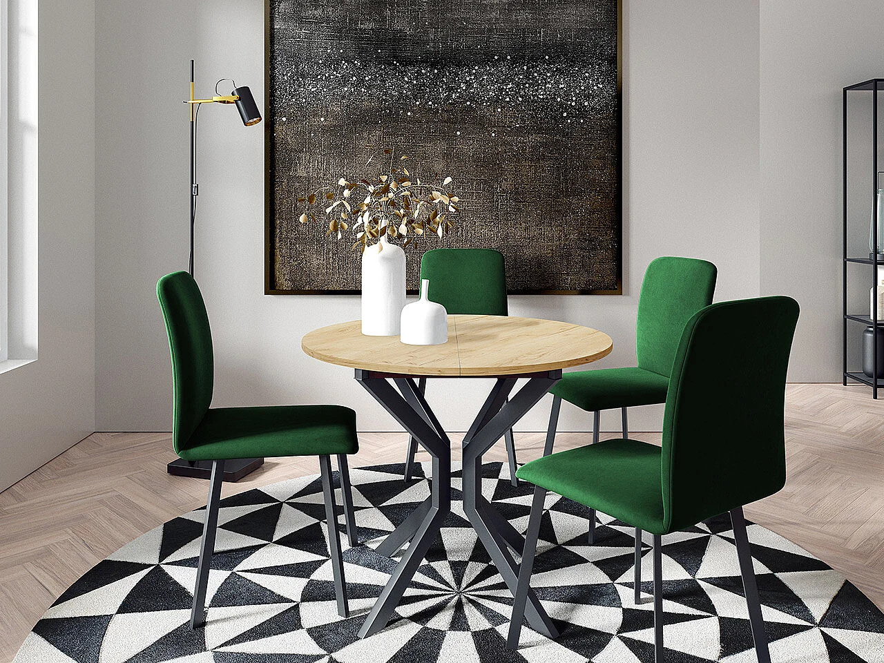 Mesa Edmond 111, Extensível, Placa de aglomerado laminado, Metal