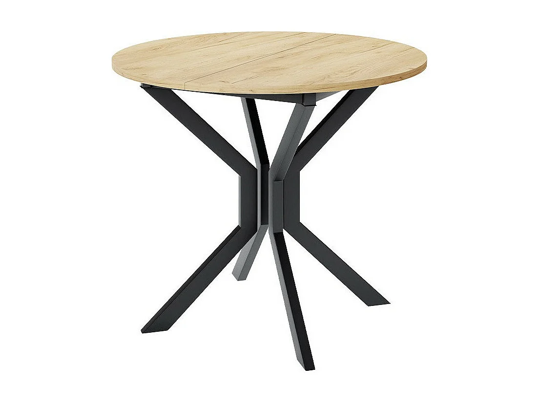 Table Edmond 111, Noir|Chêne doré artisanal, 77cm, Disponible, Stratifié, Métal