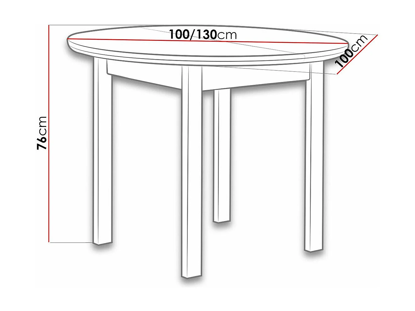 Table Victorville 107, Blanc, 76cm, Disponible, Placage de bois naturel, Bois