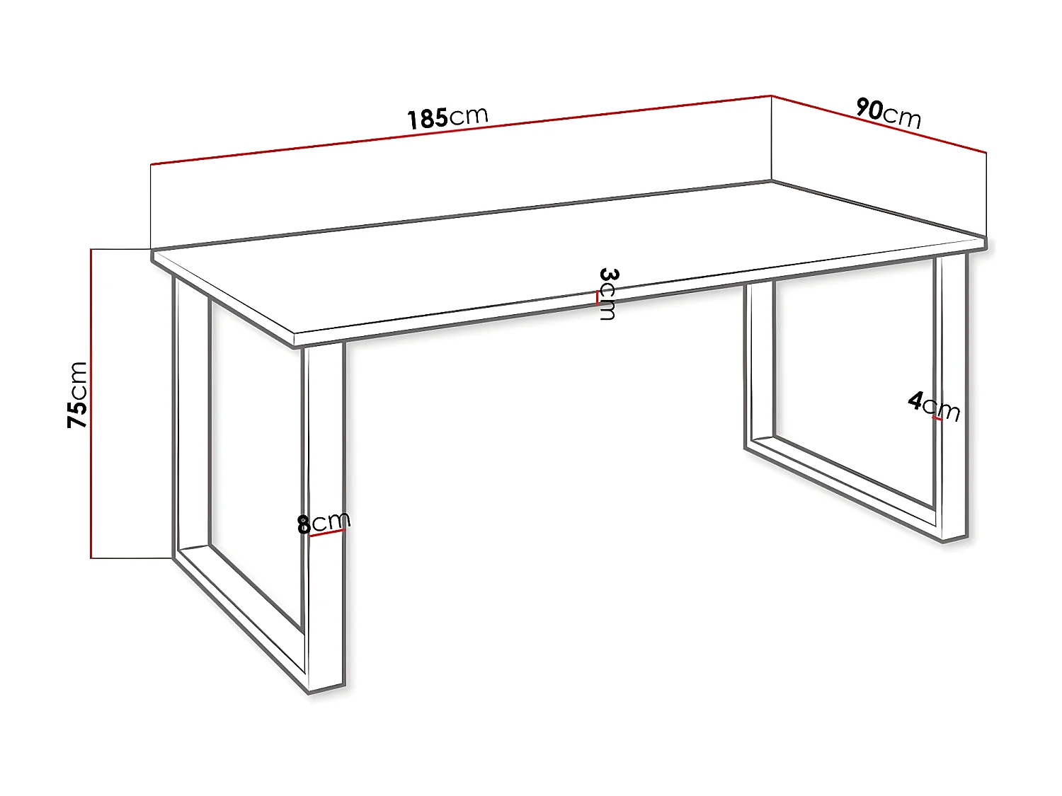 Mesa Tucson 139, Negro|Roble lancelote, 75x90x185cm, Aglomerado laminado, Metal