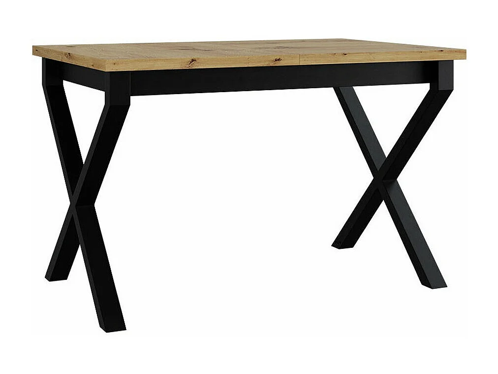 Mesa Victorville 300, Negro|Roble Artisan, 77x80x140cm, Alargamiento, Aglomerado laminado