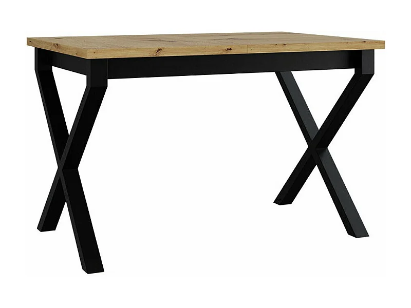 Mesa Victorville 300, Negro|Roble Artisan, 77x80x140cm, Alargamiento, Aglomerado laminado