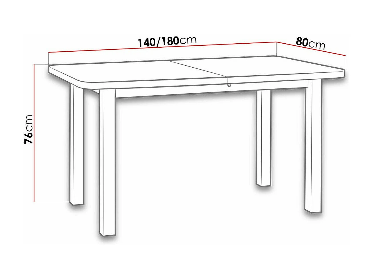 Table Victorville 113, Aulne, 76x80x140cm, Allongement, Stratifié, Bois