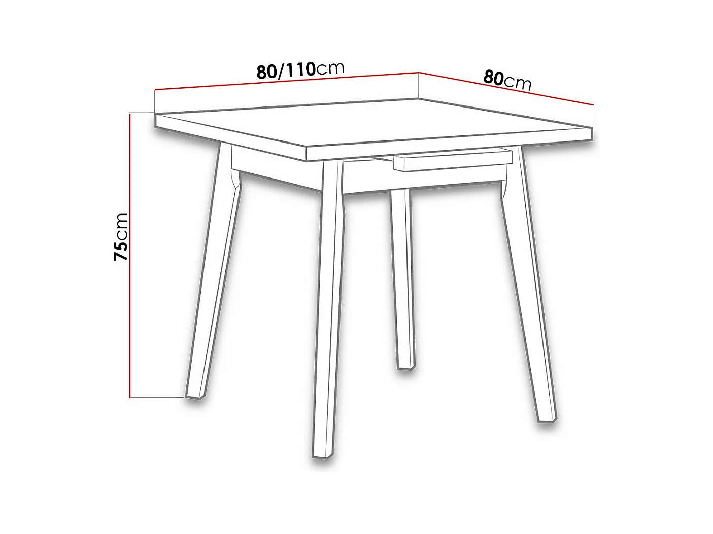 Tavolo Victorville 303, Nipote di quercia|Bianco, 75x80x80cm, Con, Truciolare laminato