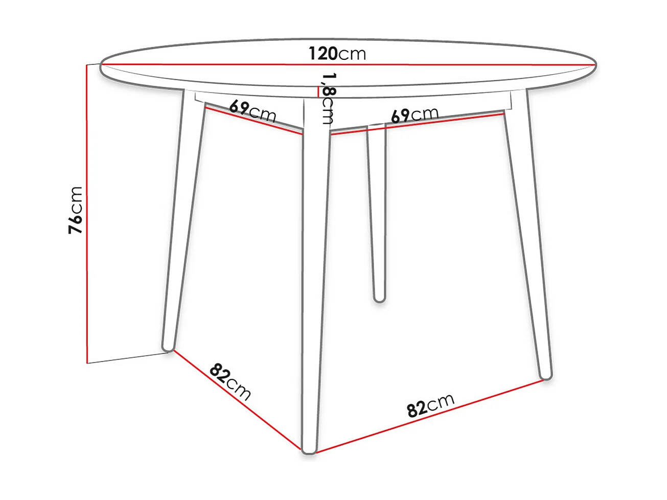 Table Racine 118, Marron, 76cm, MDF, Bois