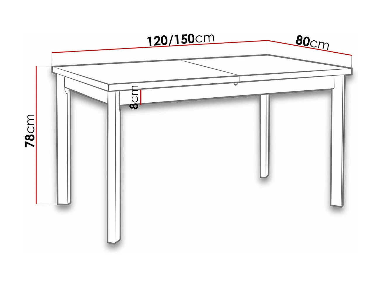 Table Victorville 131, Aulne, 78x80x120cm, Disponible, Stratifié, Bois