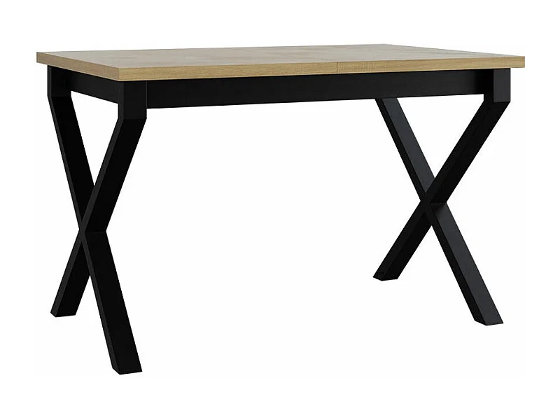 Mesa Victorville 300, Negro|Roble Sonoma, 77x80x140cm, Alargamiento, Aglomerado laminado