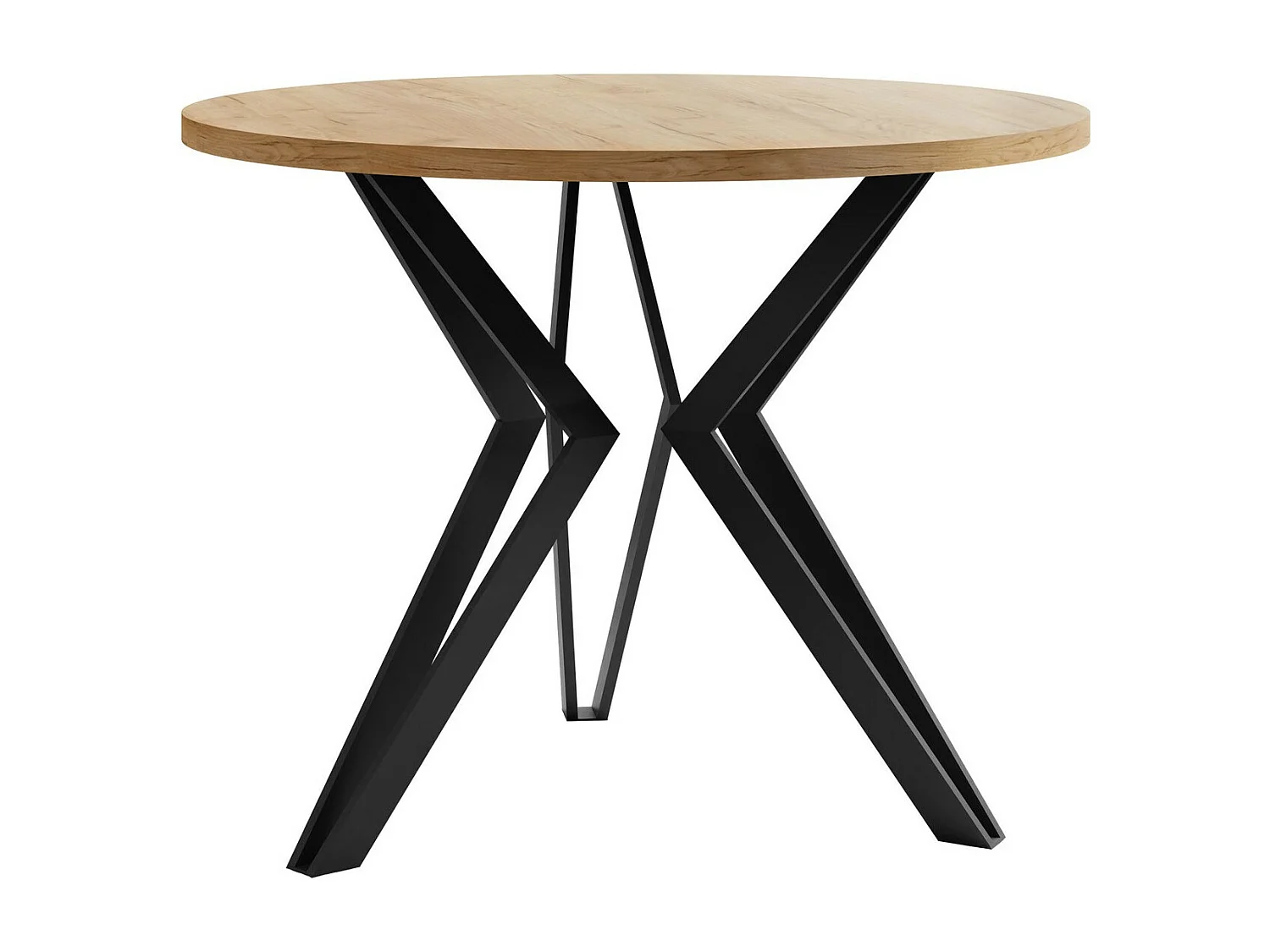 Table basse Dearborn 105, Noir|Chêne doré, 50cm, Diamètre: 65, Stratifié, Rond