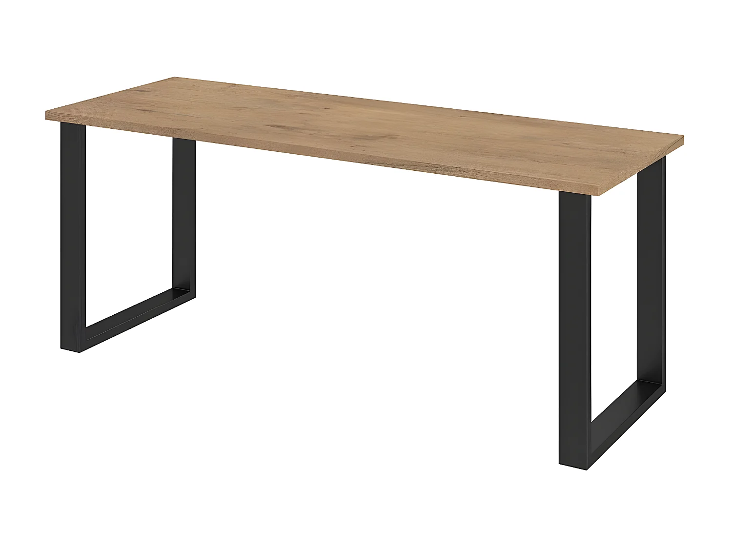 Mesa Tucson 138, Negro|Roble lancelote, 75x67x185cm, Aglomerado laminado, Metal