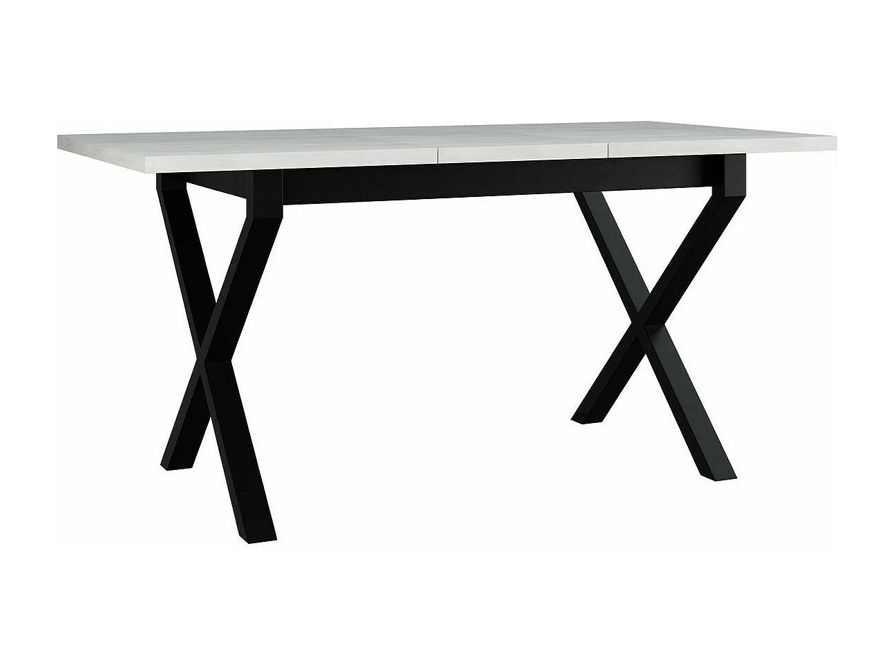Table Victorville 300, Noir|Blanc, 77x80x140cm, Allongement, Stratifié, Métal