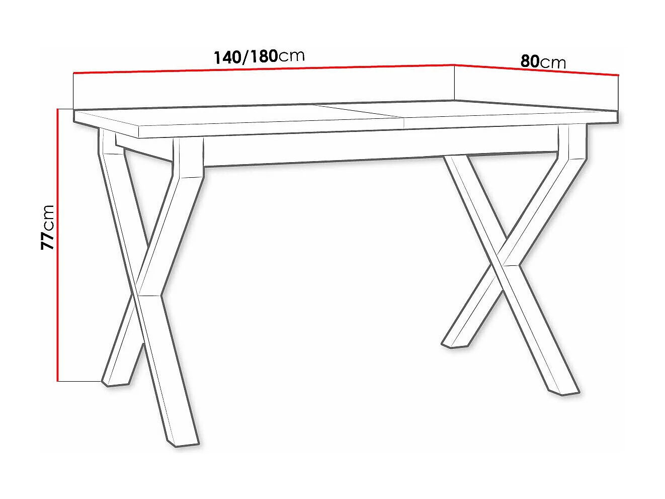 Table Victorville 300, Noir|Blanc, 77x80x140cm, Allongement, Stratifié, Métal