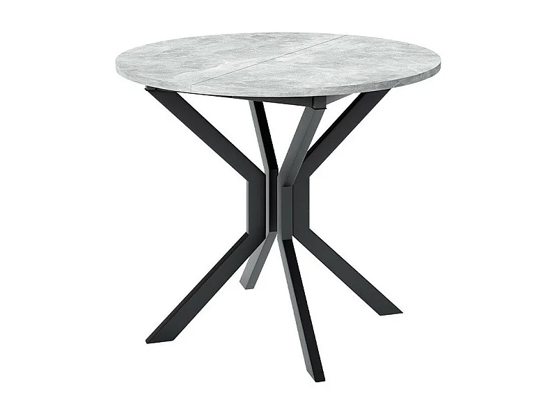Table Edmond 111, Marbre gris|Noir, 77cm, Allongement, Stratifié, Métal