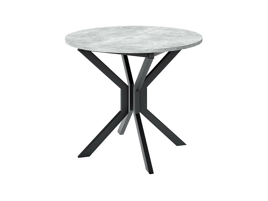 Table Edmond 111, Marbre gris|Noir, 77cm, Allongement, Stratifié, Métal
