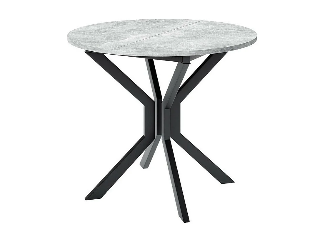 Table Edmond 111, Noir|Marbre gris, 77cm, Disponible, Stratifié, Métal