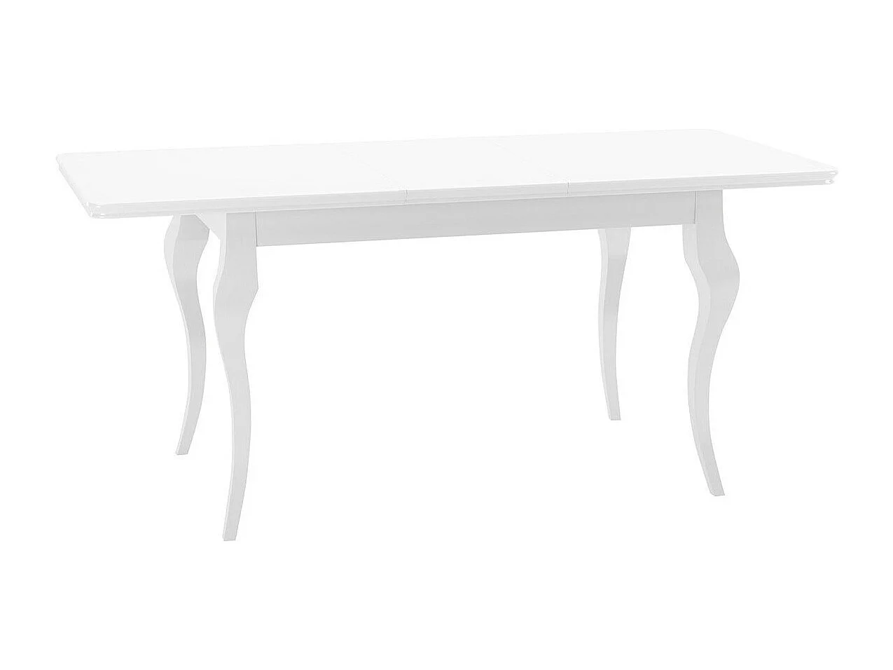 Table Racine 101, Blanc|Blanc brillant, 76x80x140cm, Allongement, MDF, Bois